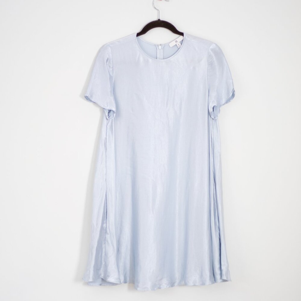 Satin Mini Dress Medium w/ Pockets Banana Republic Aurelia Light Blue - Picture 3 of 8